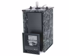 Газо-дровяная печь EASYSTEAM Геленджик (в трехстороннем кожухе) сталь AISI 430 комплектация с САБК-40 пироксенит