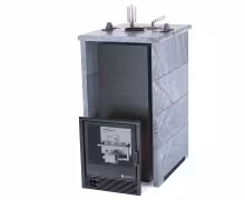 Газо-дровяная печь ИзиСтим Геленджик (в трехстороннем кожухе) сталь AISI 321 комплектация с САБК-40