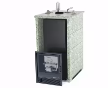 Газо-дровяная печь EASYSTEAM Геленджик (в трехстороннем кожухе) сталь AISI 321 комплектация с САБК-40 жадеит