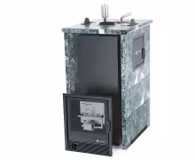 Газо-дровяная печь EASYSTEAM Геленджик М2 (в трехстороннем кожухе) сталь AISI 430 комплектация с САБК-40 змеевик