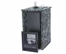 Газо-дровяная печь EASYSTEAM Геленджик (в трехстороннем кожухе с открытым верхом) сталь AISI 430 комплектация с САБК-40 пироксенит