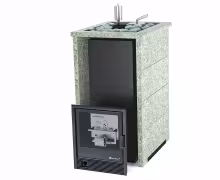 Газо-дровяная печь EASYSTEAM Геленджик (в трехстороннем кожухе с открытым верхом) сталь AISI 321 комплектация с САБК-40 жадеит