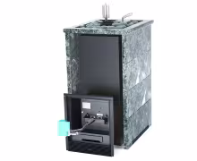 Газо-дровяная печь EASYSTEAM Геленджик (в трехстороннем кожухе с открытым верхом) сталь AISI 430 комплектация с ГГУ-40 змеевик