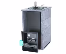 Газо-дровяная печь EASYSTEAM Геленджик (в трехстороннем кожухе с открытым верхом) сталь AISI 321 комплектация с ГГУ-40 талькохлорит