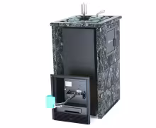 Газо-дровяная печь EASYSTEAM Геленджик М2 (в трехстороннем кожухе с открытым верхом) сталь AISI 430 комплектация с ГГУ-40 пироксенит