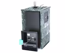 Газо-дровяная печь EASYSTEAM Геленджик М2 (в трехстороннем кожухе с открытым верхом) сталь AISI 321 комплектация с ГГУ-40 змеевик