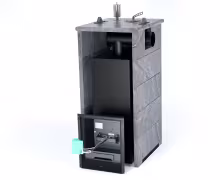 Газо-дровяная печь EASYSTEAM Геленджик (в трехстороннем кожухе с боковым подключением) сталь AISI 430 комплектация с ГГУ-40 талькохлорит