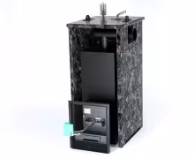 Газо-дровяная печь EASYSTEAM Геленджик (в трехстороннем кожухе с боковым подключением) сталь AISI 430 комплектация с ГГУ-40 пироксенит