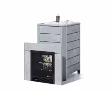 Газовая печь EASYSTEAM Ялта 35/2024 (в облицовке из камня) сталь AISI 430 комплектация с САБК-40 талькохлорит