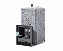 Газо-дровяная печь EASYSTEAM Ялта 40/2024, сталь AISI 430 комплектация с ГГУ-40, хохлома серый