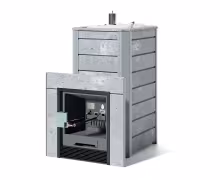 Газо-дровяная печь EASYSTEAM Ялта 40/2024 (в облицовке из камня) сталь AISI 321 комплектация с ГГУ-20 талькохлорит