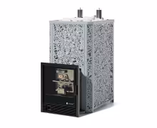 Газовая печь EASYSTEAM Ялта 40 К/2024, сталь AISI 321 комплектация с САБК-40, хохлома серый