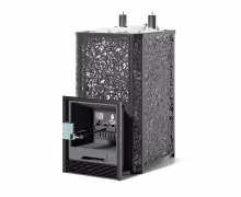 Газо-дровяная печь EASYSTEAM Ялта 40 К/2024, сталь AISI 430 комплектация с ГГУ-40, хохлома черный