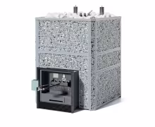 Газо-дровяная печь EASYSTEAM Ялта 80 К/2024, сталь AISI 430 комплектация с ГГУ-80, хохлома серый