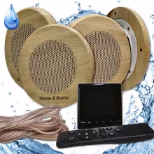 Комплект влагостойкой акустики для бани и сауны - Steam&Water 4 Black SAUNA (круглая решетка)