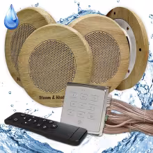 Комплект влагостойкой акустики для бани и сауны - Steam&Water White ECO SAUNA (круглая решетка)