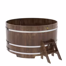 Купель круглая BentWood из сращенных ламелей, лиственница морёная 1800х1000 мм