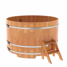 Купель круглая BentWood из сращенных ламелей, лиственница натуральная 1800х1100 мм