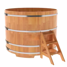 Купель круглая BentWood из сращенных ламелей, лиственница натуральная 1800х1400 мм