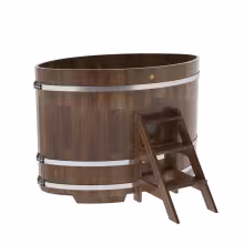 Купель овальная BentWood из сращенных ламелей лиственницы овальная, морёная 1080х1750х1200 мм