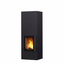 Дровяной камин KOLI S LUX WHITE 18 T Туликиви STRUCTURE BLACK, 1800мм, верхнее подключение, односторонняя дверца