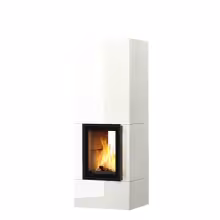 Дровяной камин KOLI S LUX WHITE 18 T Туликиви LUX WHITE, 1800мм, верхнее подключение, двухстронняя дверца