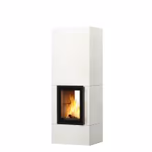Дровяной камин KOLI S LUX WHITE 18 T Туликиви STRUCTURE WHITE, 1800мм, верхнее подключение, двухстронняя дверца