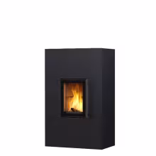 Дровяной камин KOLI LUX 15 Туликиви STRUCTURE BLACK, 1500мм, нижнее подключение, односторонняя дверца