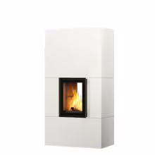 Дровяной камин KOLI LUX 18 Туликиви STRUCTURE WHITE, 1800мм, нижнее подключение, двухсторонняя дверца