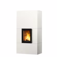 Дровяной камин KOLI LUX 18 Туликиви SATIN WHITE, 1800мм, верхнее подключение, односторонняя дверца