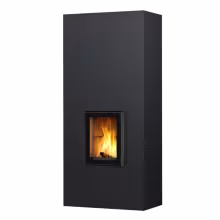 Дровяной камин KOLI LUX 21 Туликиви SATIN BLACK, 2100мм, нижнее подключение, односторонняя дверца