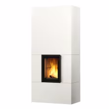 Дровяной камин KOLI LUX 21 Туликиви SATIN WHITE, 2100мм, верхнее подключение, односторонняя дверца