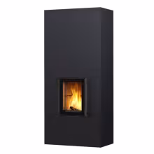 Дровяной камин KOLI LUX 21 Туликиви STRUCTURE BLACK, 2100мм, верхнее подключение, односторонняя дверца