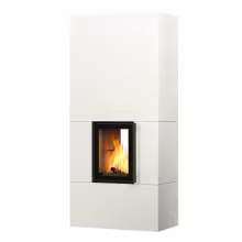 Дровяной камин KOLI LUX 21 Туликиви STRUCTURE WHITE, 2100мм, верхнее подключение, двухсторонняя дверца
