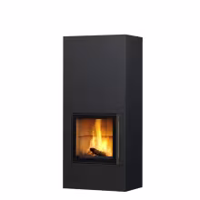 Дровяной камин RAITA S LUX WHITE 18 T Туликиви SATIN BLACK, 1800мм, верхнее подключение, односторонняя дверца