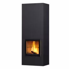 Дровяной камин RAITA S LUX WHITE 21 T Туликиви SATIN BLACK, 2100мм, верхнее подключение, односторонняя дверца