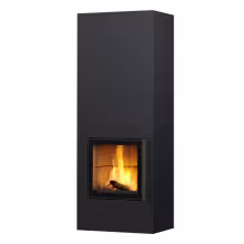 Дровяной камин RAITA S LUX WHITE 21 T Туликиви STRUCTURE BLACK, 2100мм, верхнее подключение, односторонняя дверца