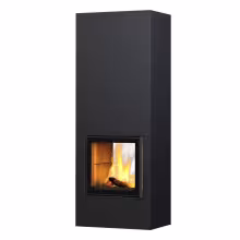 Дровяной камин RAITA S LUX WHITE 21 T Туликиви SATIN BLACK, 2100мм, верхнее подключение, двухсторонняя дверца