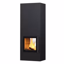 Дровяной камин RAITA S LUX WHITE 21 T Туликиви STRUCTURE BLACK, 2100мм, верхнее подключение, двухсторонняя дверца