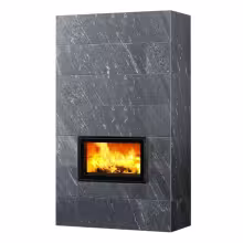 Дровяной камин SARAMO CLASSIC 21 Туликиви Nobile, 2100мм, нижние подключение, двухсторонняя дверца