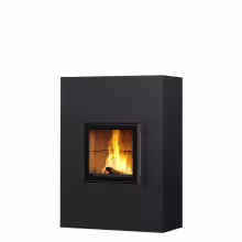 Дровяной камин RAITA LUX 15 Туликиви STRUCTURE BLACK, 1500мм, нижнее подключение, односторонняя дверца
