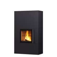 Дровяной камин RAITA LUX 18 Туликиви STRUCTURE BLACK, 1800мм, верхнее подключение, односторонняя дверца