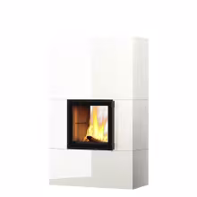 Дровяной камин RAITA LUX 18 Туликиви LUX WHITE, 1800мм, верхнее подключение, двухсторонняя дверца
