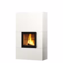Дровяной камин RAITA LUX 18 Туликиви SATIN WHITE, 1800мм, верхнее подключение, двухсторонняя дверца