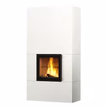 Дровяной камин RAITA LUX 21 Туликиви STRUCTURE WHITE, 2100мм, нижнее подключение, односторонняя дверца