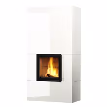 Дровяной камин RAITA LUX 21 Туликиви LUX WHITE, 2100мм, верхнее подключение, двухсторонняя дверца