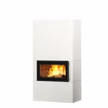 Дровяной камин SARAMO S LUX 18 T Туликиви STRUCTURE WHITE, 1800мм, верхнее подключение, односторонняя дверца
