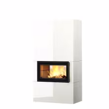 Дровяной камин SARAMO S LUX 18 T Туликиви LUX WHITE, 1800мм, верхнее подключение, двухсторонняя дверца