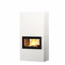 Дровяной камин SARAMO S LUX 18 T Туликиви STRUCTURE WHITE, 1800мм, верхнее подключение, двухсторонняя дверца