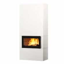 Дровяной камин SARAMO S LUX 21 T Туликиви STRUCTURE WHITE, 2100мм, верхнее подключение, односторонняя дверца